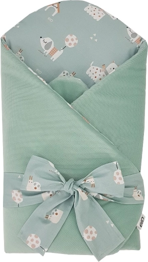 EKO mähkimistekk VELVET Dogs Mint eemaldatava kookosmatiga 75 × 75 cm