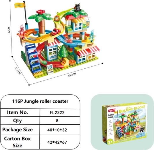 Racetrack Building Set with Cars, 116 Pieces