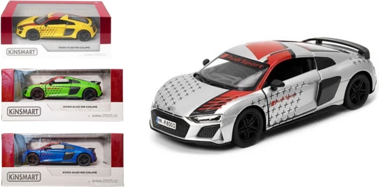 Audi R8 metallmudel 1:36 tagasitõmmatava vedrumehhanismiga