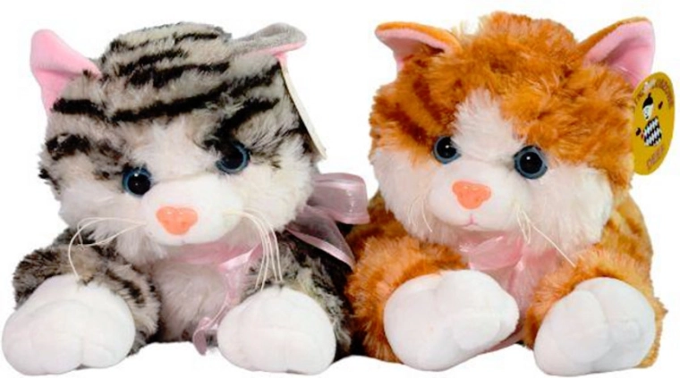 Striped Plush Cat – Large Lying