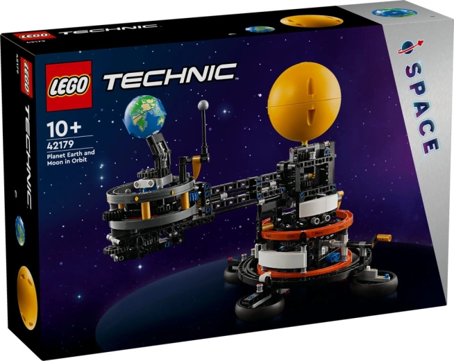 Lego Technic planet Earth and Moon in orbit