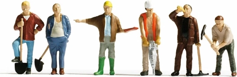 Noch set of excavation workers figures H0 (6 pcs)