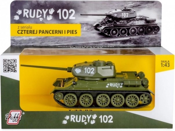 Tanki T-34 Rudy 102 mudel mõõtkavas 1:43