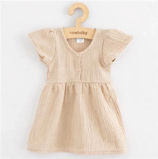 New Baby Muslin Dress for Babies, Beige, Size 86 (12–18 months)