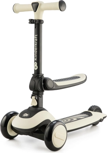 Kinderkraft Halley 2-in-1 balance bike and three-wheel scooter stone white
