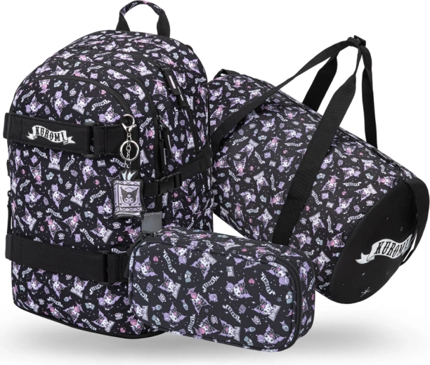 Baagl Skate Kuromi Black komplekt – seljakott, pinal ja kokkupandav spordikott
