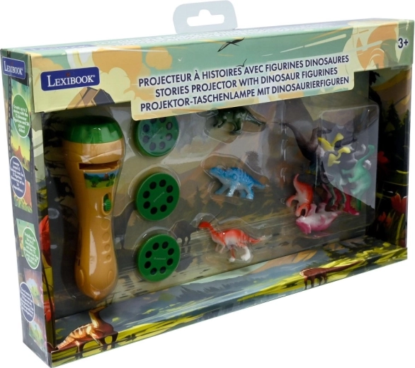 Lexibooki taskulamp lugude projektoriga ja dinosauruste figuuridega