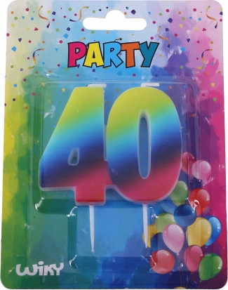 Sünnipäevaküünal number 40, vikerkaarevärvides