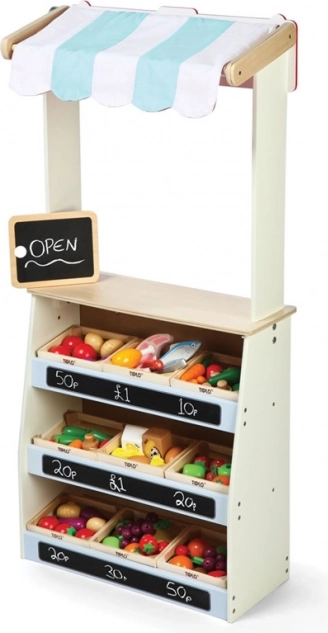 Tidlo Wooden Play Shop and Puppet Theatre 2-in-1