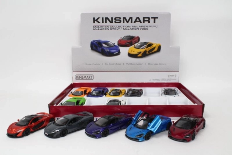 McLaren – 13 cm metal die-cast car model with opening doors and pull-back action