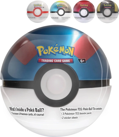 Pokémon TCG plekkarbi Poké Ball Tin 2024 kordustrükk (3 boosterit + kleepsud) – 1 tk