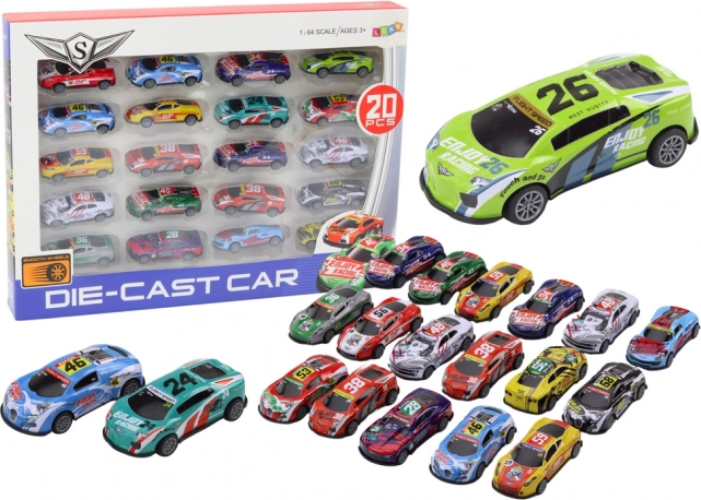 Spordivõidusõiduautode komplekt 1:64 – 20 tk