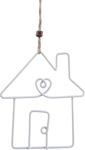 Hanging house decoration, white, 14 cm