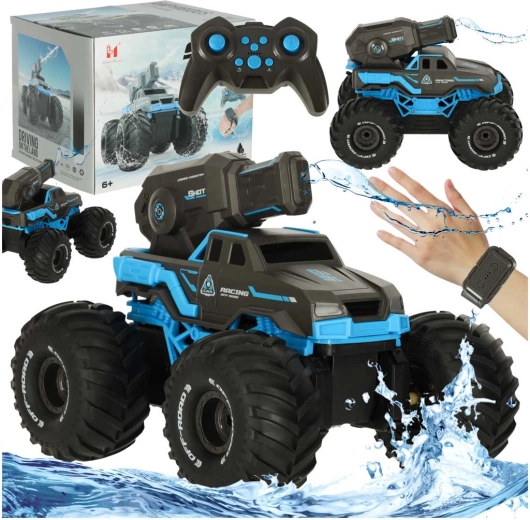 Amfiibne RC-auto veekahuri, veekindluse, žestijuhtimise ja 2 puldiga – sinine
