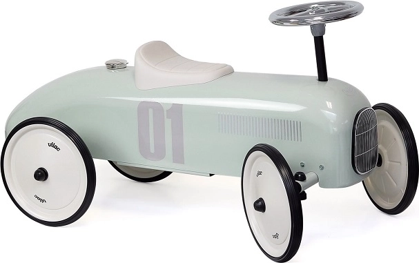 Vilac vintage metal ride-on in sage green