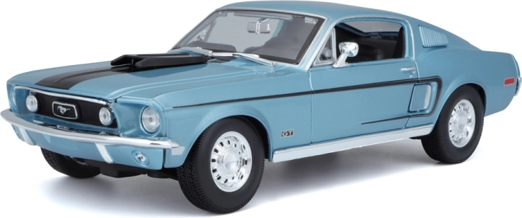 Maisto Ford Mustang GT Cobra Jet Fastback 1968 – metallmudel 1:18, metallik-sinine