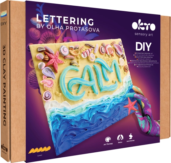 Okto lettering kunstikomplekt air clay’ga maalimiseks Calm 30 × 40 cm
