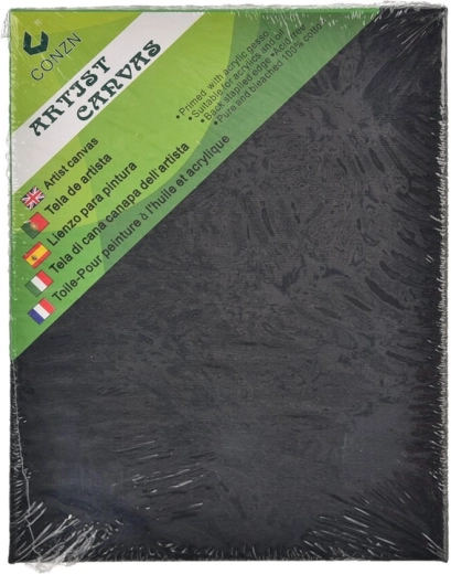 Black artist canvas on wooden stretcher frame 18 × 24 cm