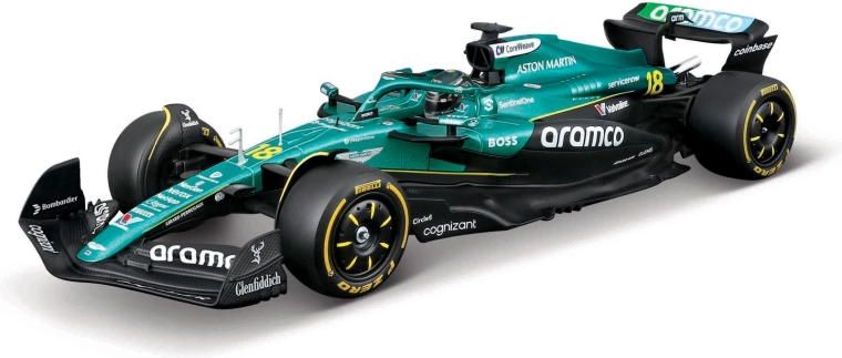 Bburago RACE F1 Aston Martin AMR25 2025 Lance Stroll 1:24 dekoratiivses karbis