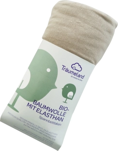 Träumeland organic cotton sheet with elastane for pram 35 × 78 cm taupe