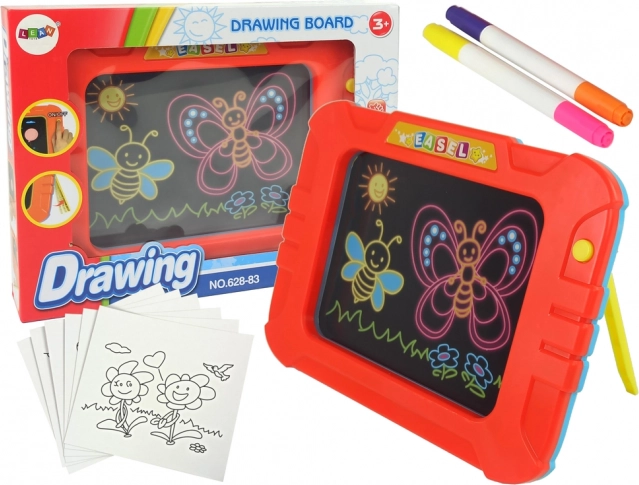 Võluvalgustusega tahvel šabloonide ja markeritega