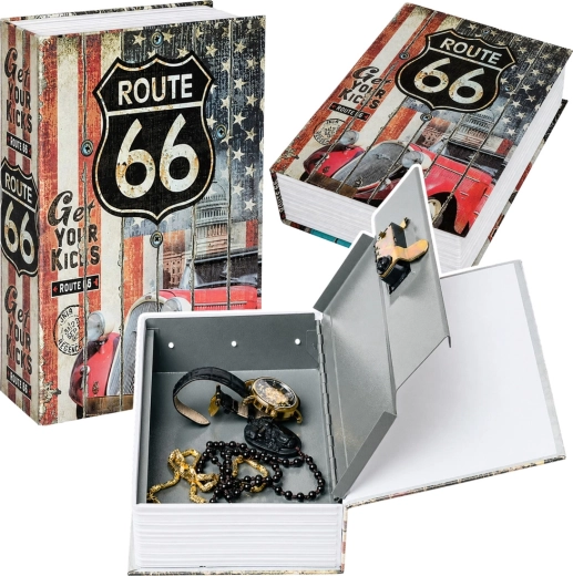 Võtmega raamat-seif Route 66 motiiviga
