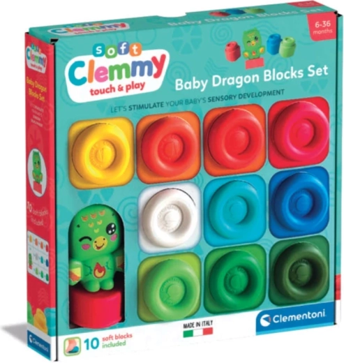 Soft building blocks SOFT CLEMMY 10 pcs with little dragon figure