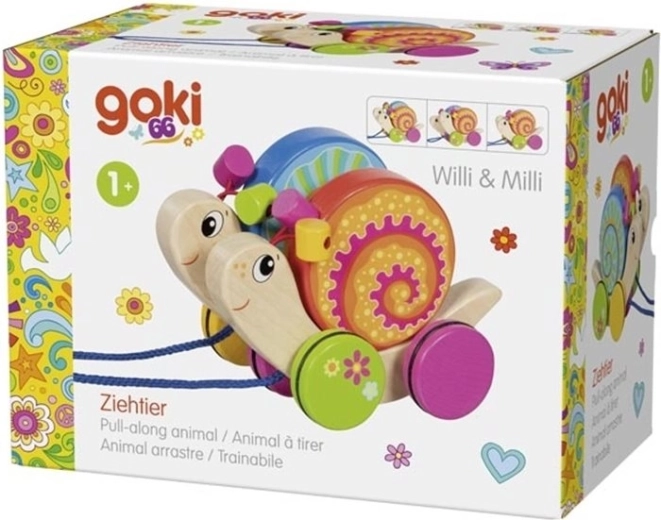 Goki puidust järelveetav mänguasi teod Willi ja Milli