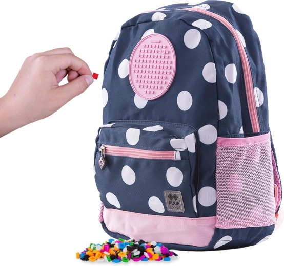 Pixie Crew children's backpack, blue with white polka dots
