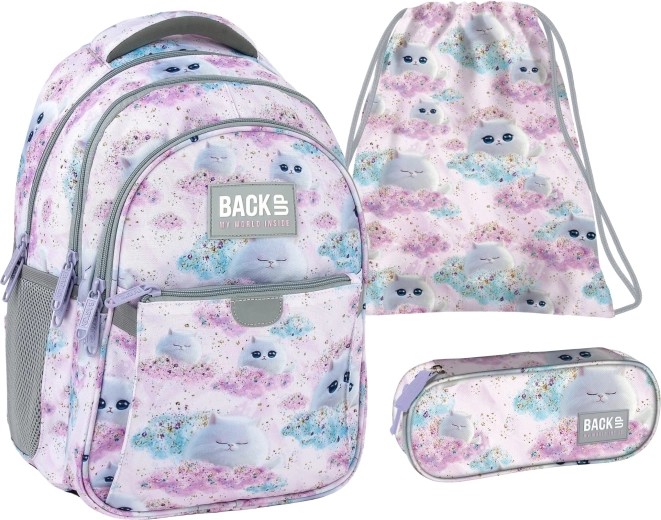 Soodushinnaga koolikomplekt BackUP Dreamy 3in1 (seljakott, pinal ja kott)