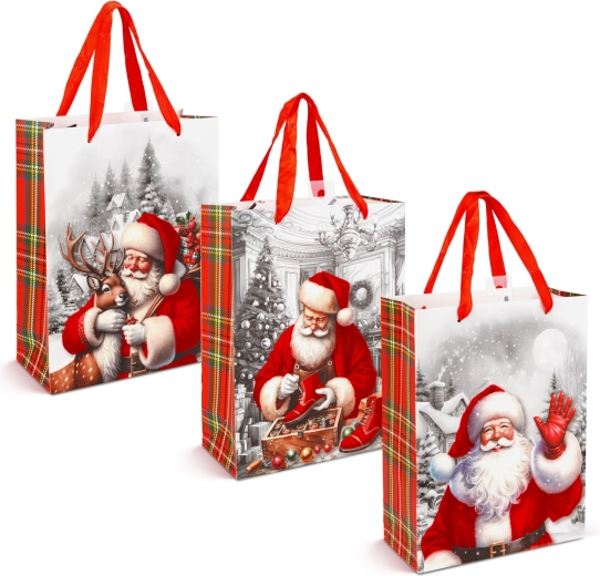 Christmas gift bag with velvet effect and Santa Claus motif - 1 piece