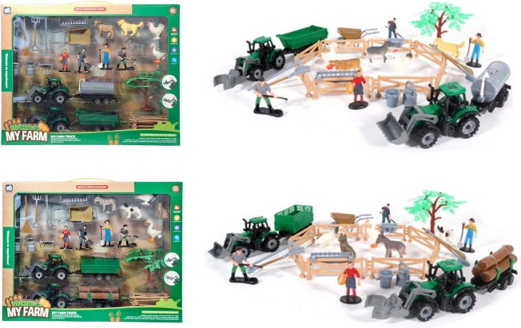 Farm Set: Tractor with Trailer and Accessories