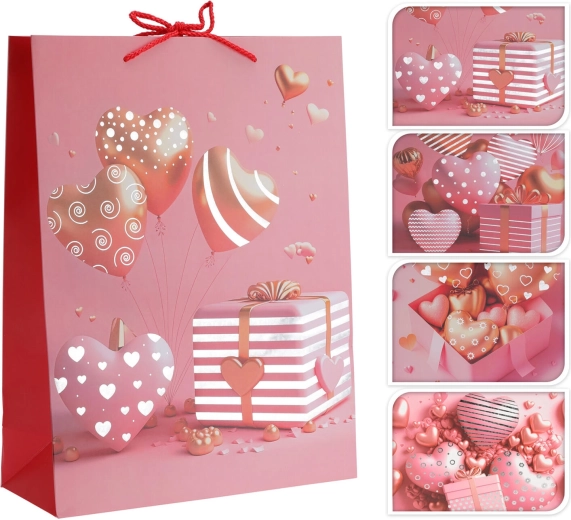 Gift bag with heart motif 23 × 18 × 10 cm, mixed designs