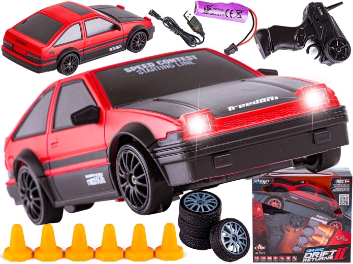 Driftiv RC-auto Toyota 1:24 2,4 GHz 4WD punane-must
