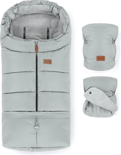 Petite&Mars talvekomplekt: soojakott Jibot 3in1 ja kärukindad Jasie quiet grey