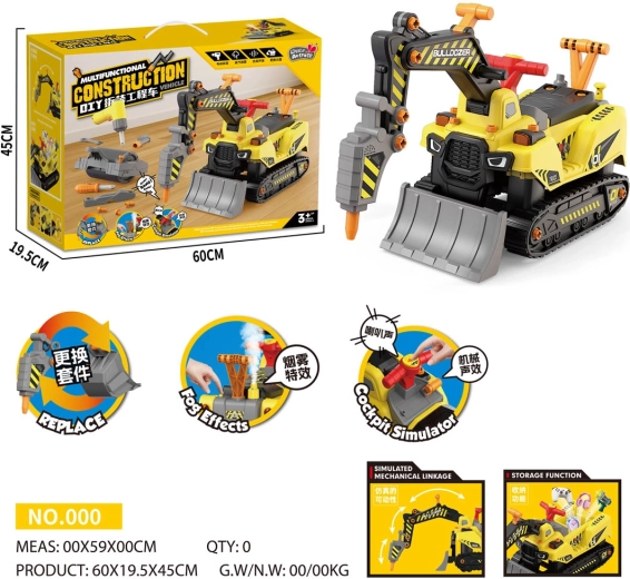 Multifunctional children's ride-on excavator