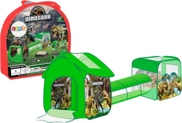 3-in-1 Kids Play Area – Tent with Tunnel and Ball Pit, Dinosaur Theme