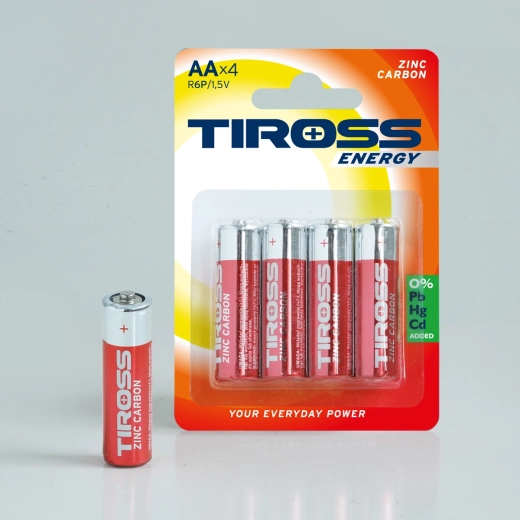 AA tsink-süsinikpatareid 1,5 V, pakis 4 tk