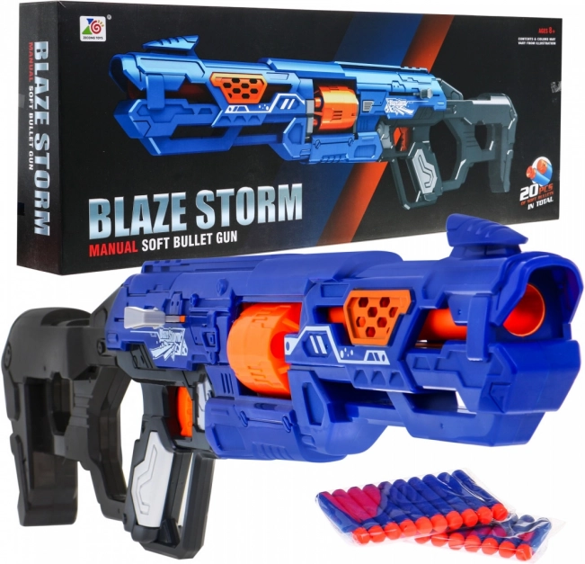 Manual kids’ blaster BLAZE STORM 8+ with bolt action and 20 foam darts