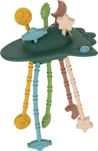 Petite&Mars silicone sensory toy Crazy rocket misty green 10m+
