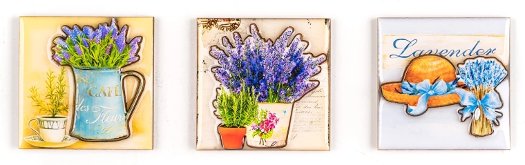 Lavender magnetid – komplekt 3 tk, dekorite segu