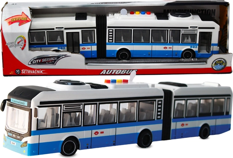 Liigendbuss 1:16 sinine, heliefektidega, hoorattajamiga