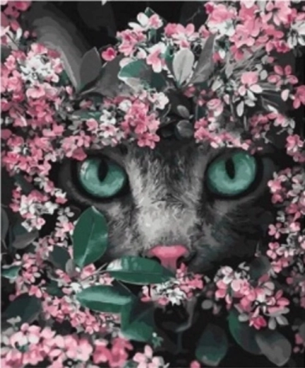 Diamond Painting – Kitten in Flowers 30 × 40 cm