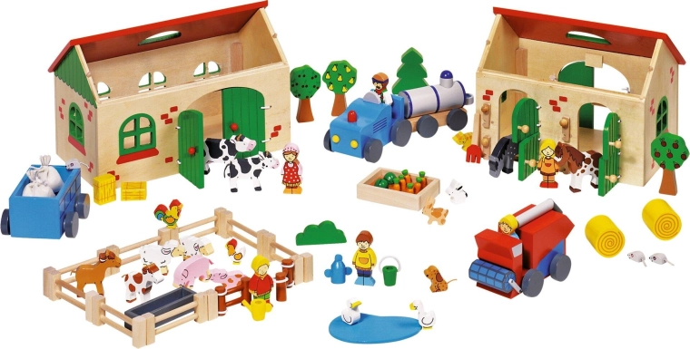 Puidust farm My Farm – mängukomplekt 71 osaga