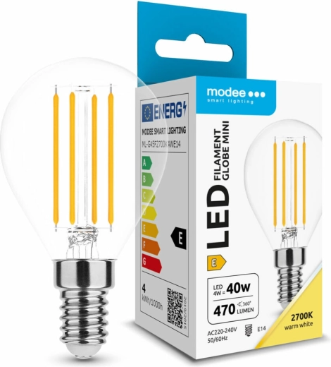 Modee LED-lamp Filament Globe Mini G45 4 W E14, 470 lm, soe valge