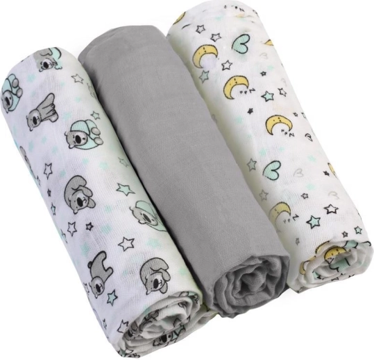 BabyOno super pehmed musliinmähkmed, 3 tk, hallid