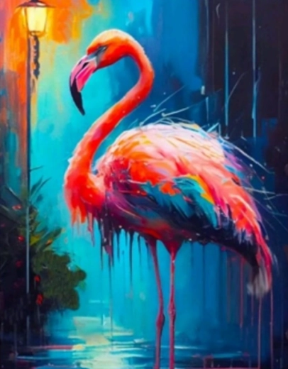 Teemandimaalimine Värviline flamingo 30 × 40 cm