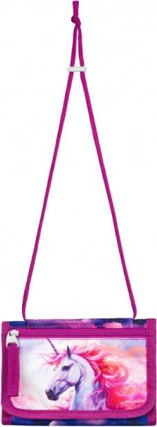 Ükssarvikumustriga kaelakukku rahakott