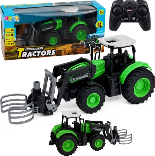 RC Remote-Control Tractor with Bale Clamp 1:24 Green-Black