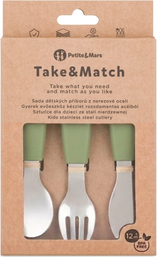 Petite&Mars roostevabast terasest laste söögiriistade komplekt Take&Match sweet pea 12m+